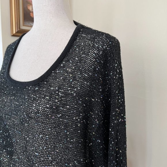 Miracle City Black Knit Sequined Cashmere Blend Top sz S/M - Picture 8 of 10